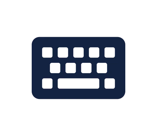 Keyboard icon in dark blue.