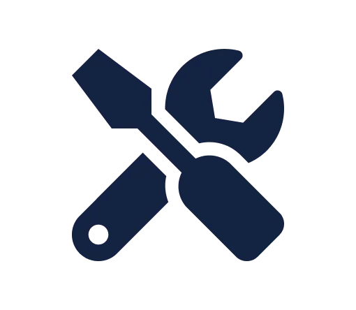 Wrench and screwdriver crossed icon.