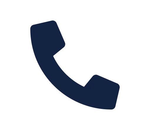 Telephone handset icon in dark blue.